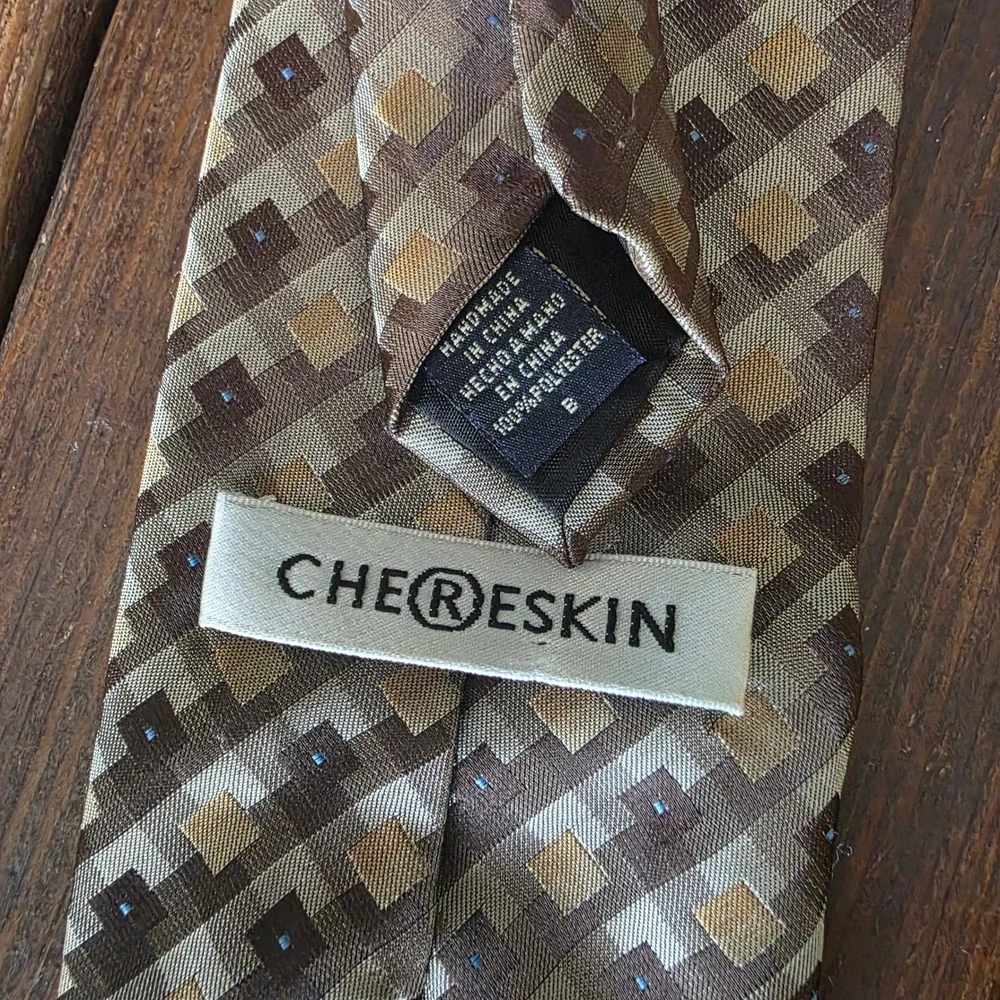 Vintage Chereskin 70's look geometric wide tie eclectic grandpa